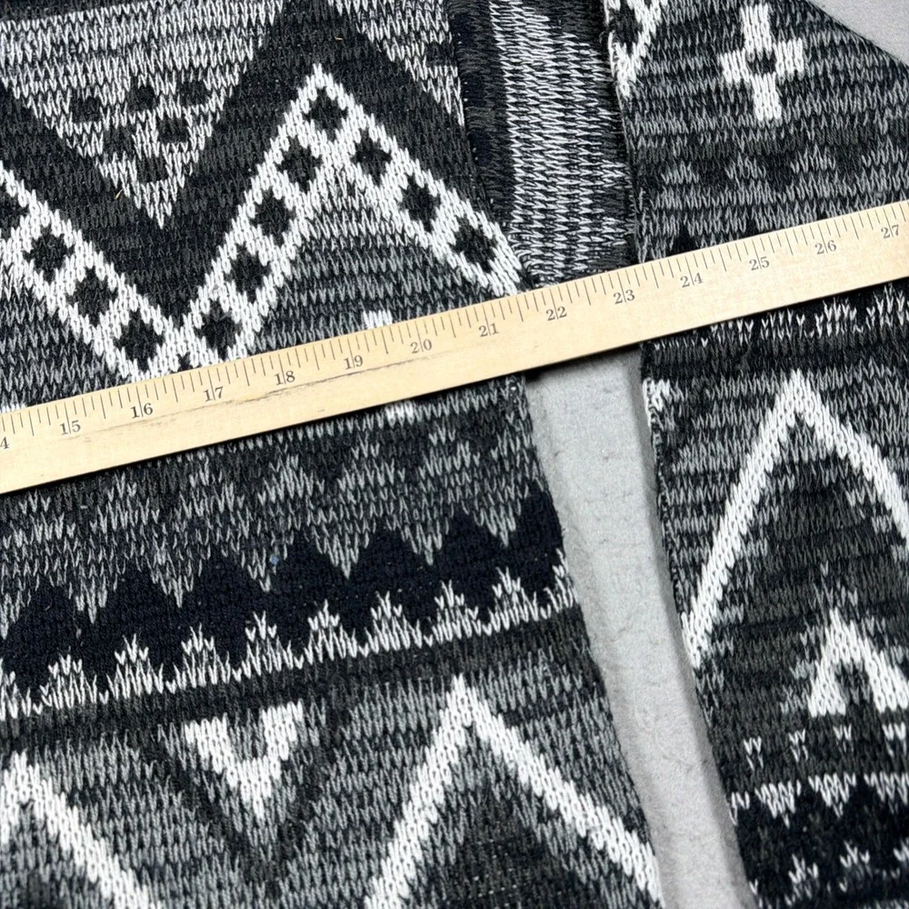 Vintage Sweater Men Medium Geometric Pattern Black White Gray Grandpa 80s Casual